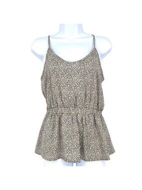 Sienna Sky Leopard Print Sleeveless Peplum Tank Blouse Top Size Small NWT